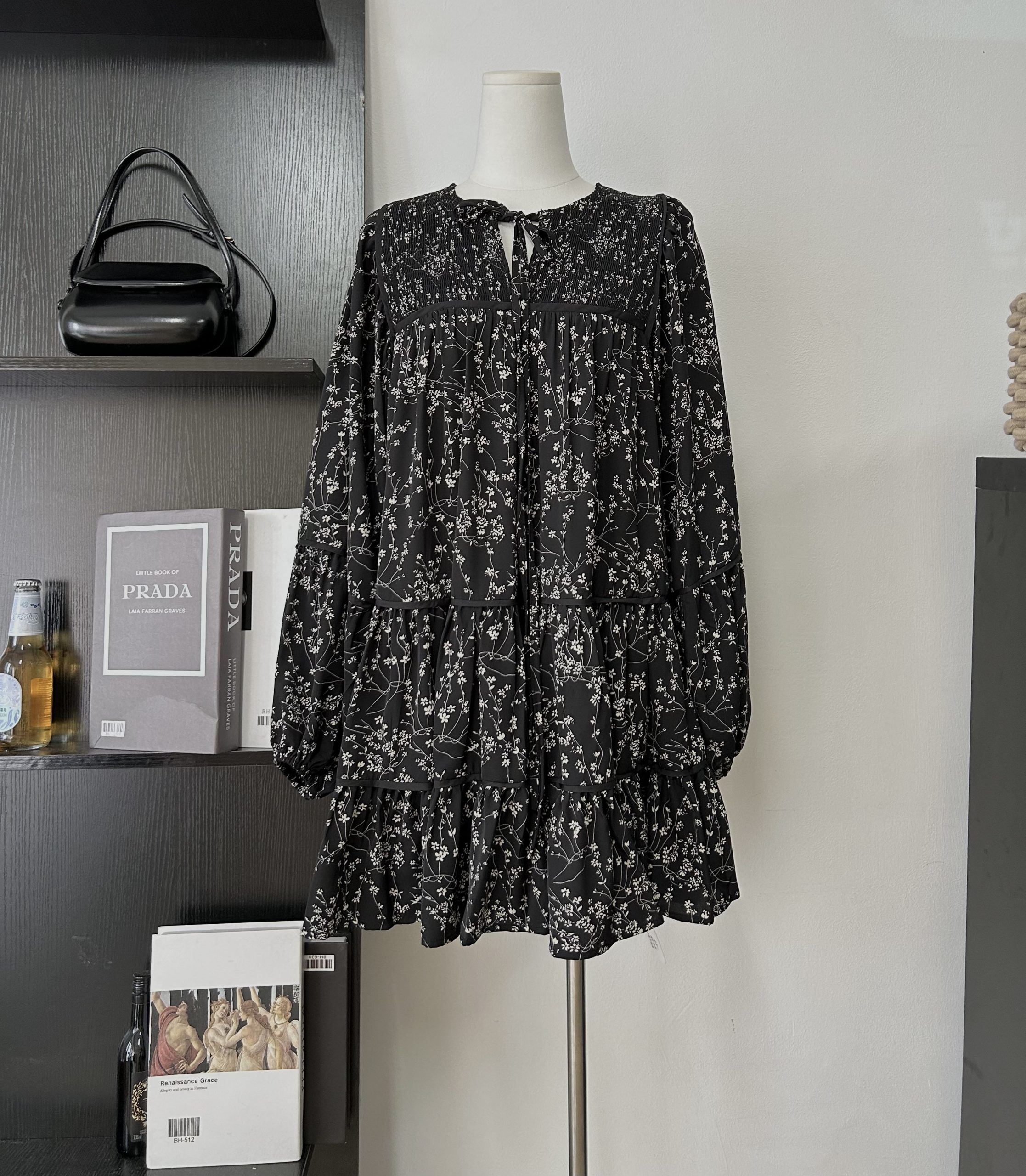 Retro Stand Collar Denim Jacket and Black Floral Dress Korean Style Loose Two Piece Set - Image 4