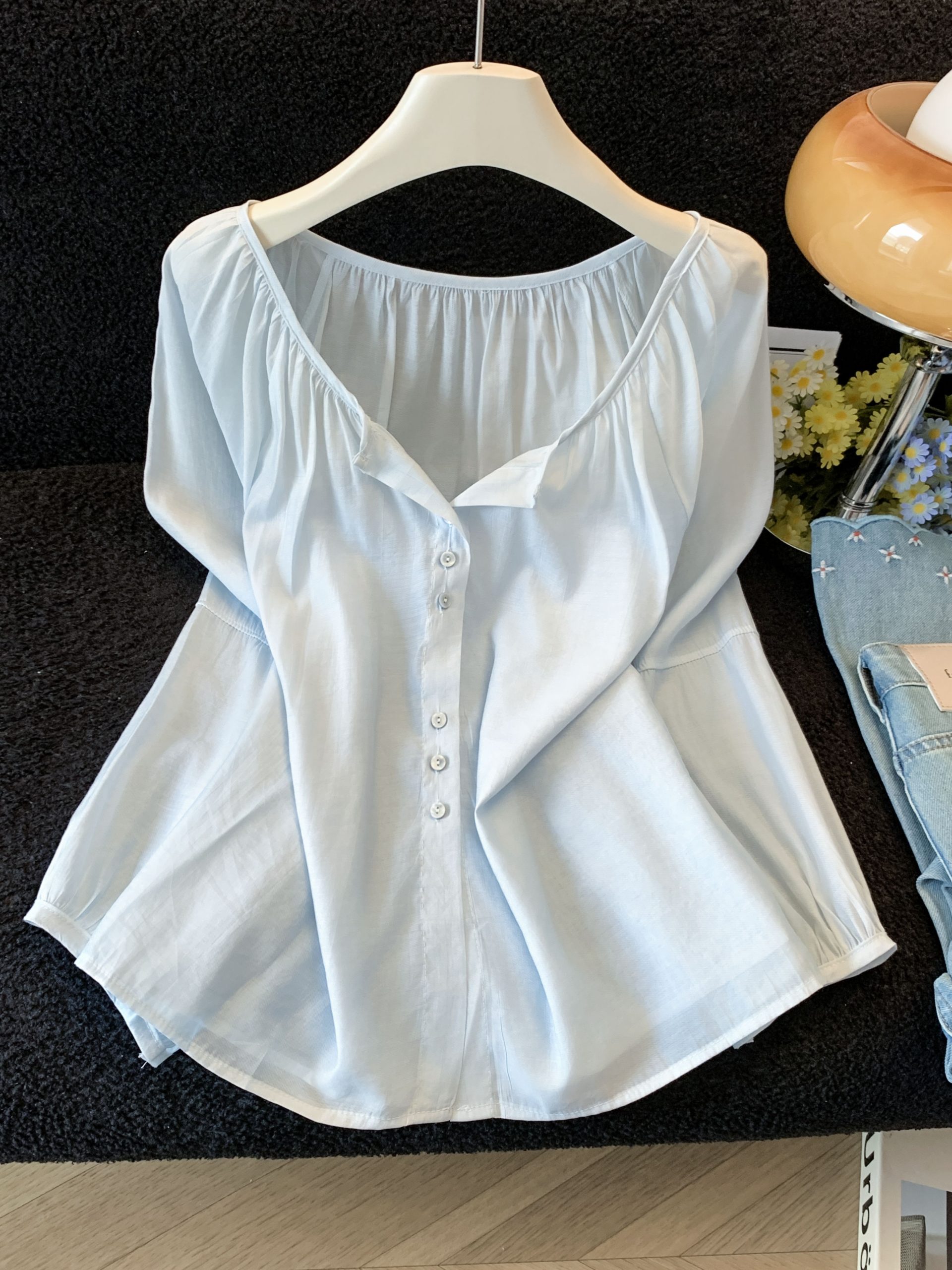 Light Sun Protection Long Sleeve Shirt Women 2026 Summer New Tencel Cool Loose Casual Lantern Sleeve Top - Image 2