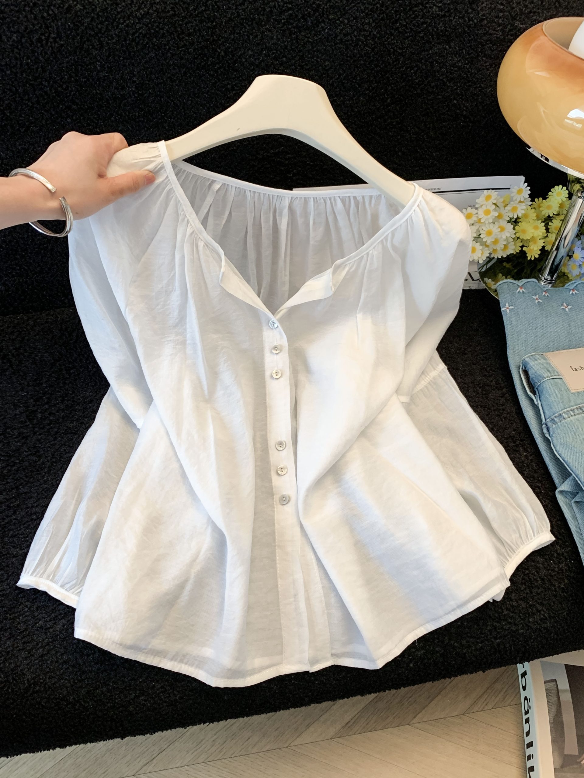 Light Sun Protection Long Sleeve Shirt Women 2026 Summer New Tencel Cool Loose Casual Lantern Sleeve Top - Image 3