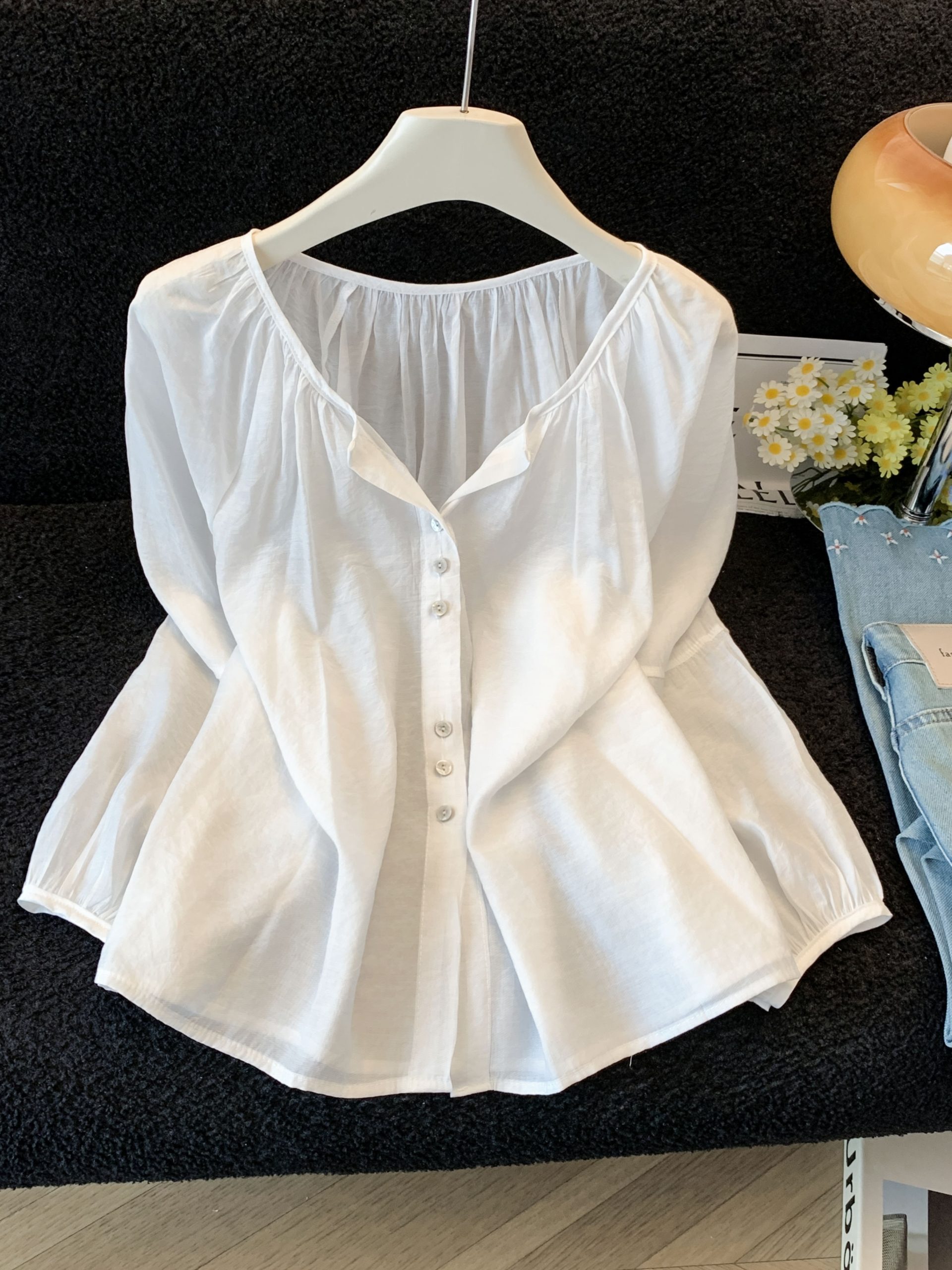 Light Sun Protection Long Sleeve Shirt Women 2026 Summer New Tencel Cool Loose Casual Lantern Sleeve Top - Image 4