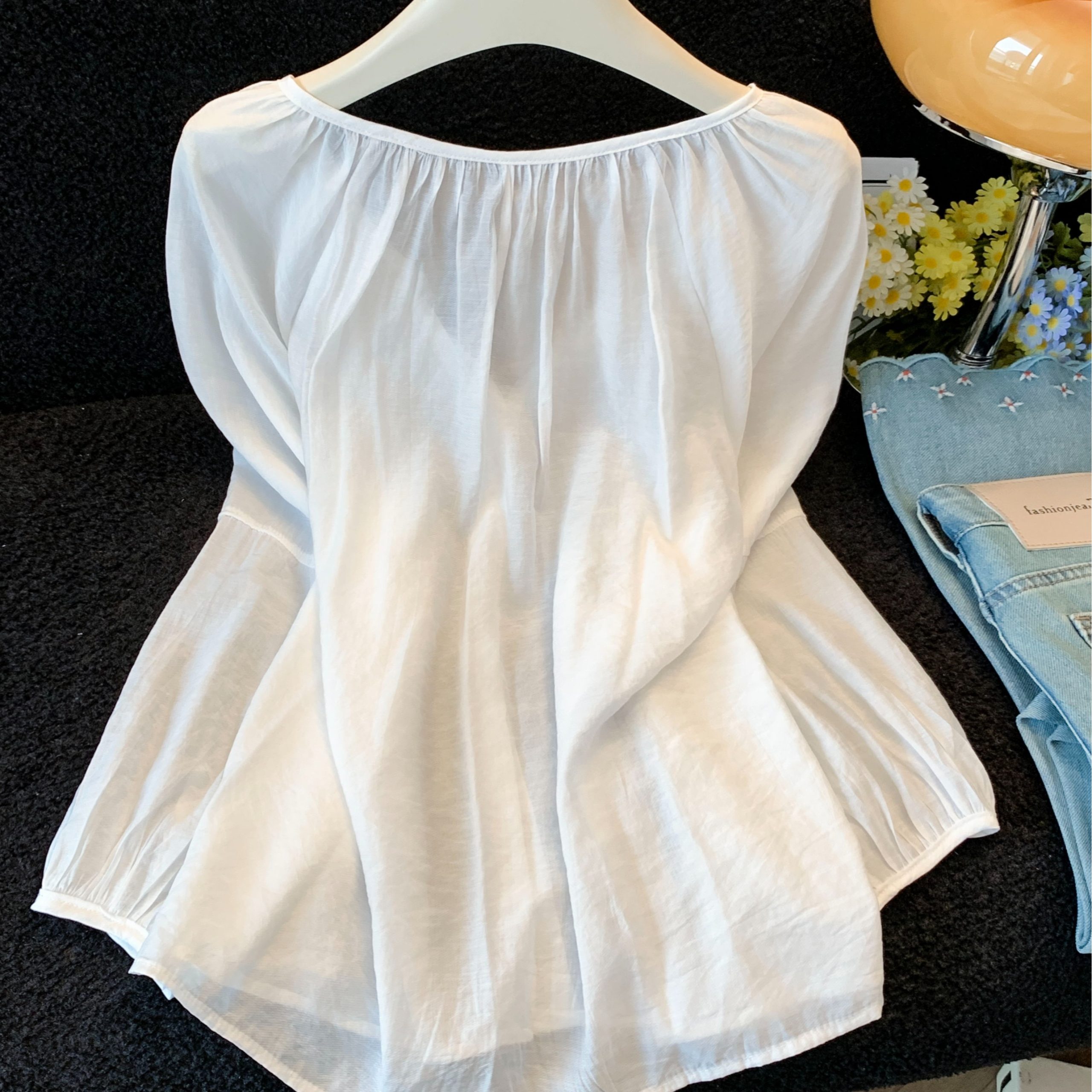 Light Sun Protection Long Sleeve Shirt Women 2026 Summer New Tencel Cool Loose Casual Lantern Sleeve Top - Image 5