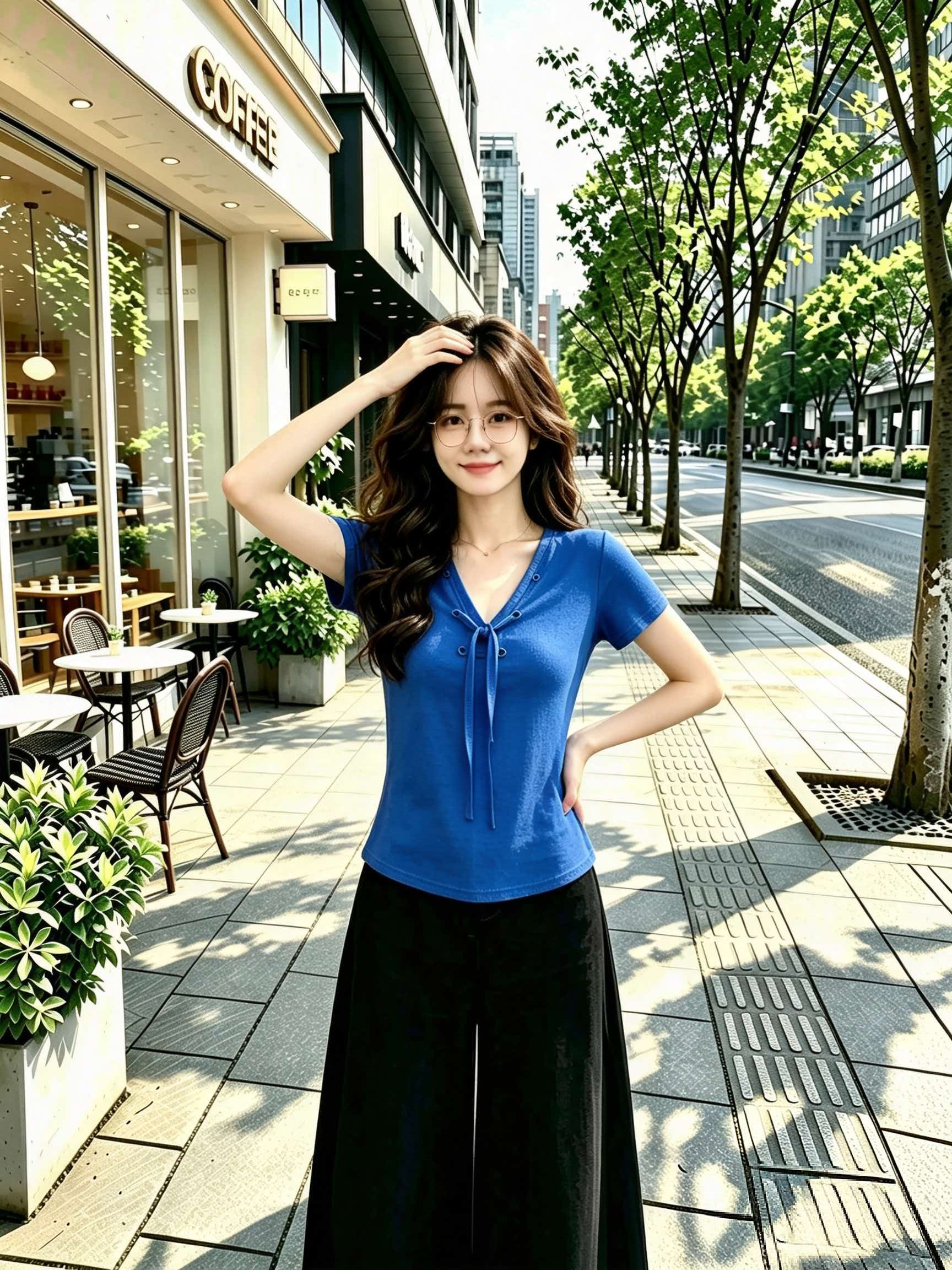 Klein Blue V-Neck Lace-Up Slim Short-Sleeve T-Shirt for Women 2026 Summer Korean Style - Image 4