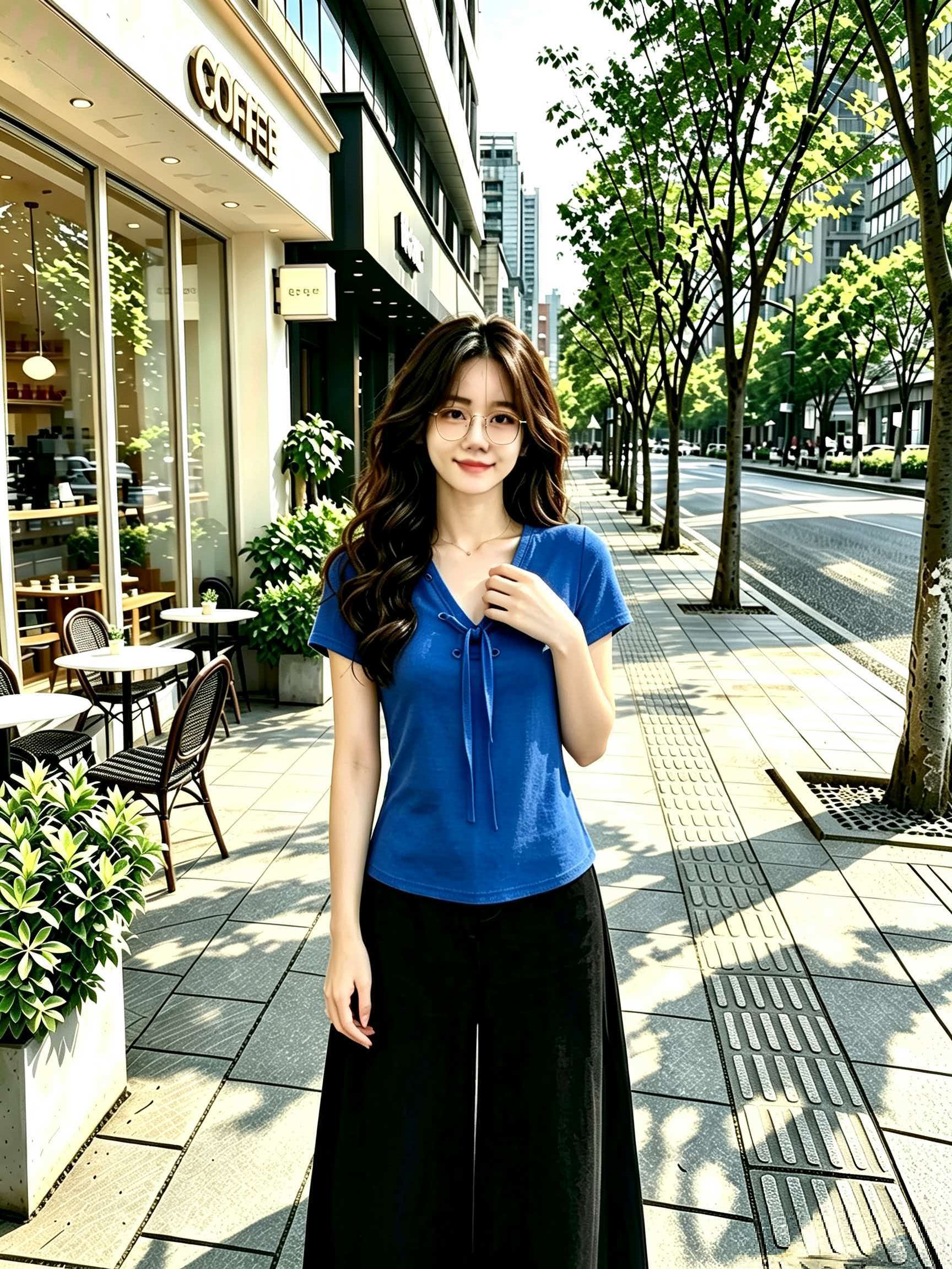 Klein Blue V-Neck Lace-Up Slim Short-Sleeve T-Shirt for Women 2026 Summer Korean Style - Image 2